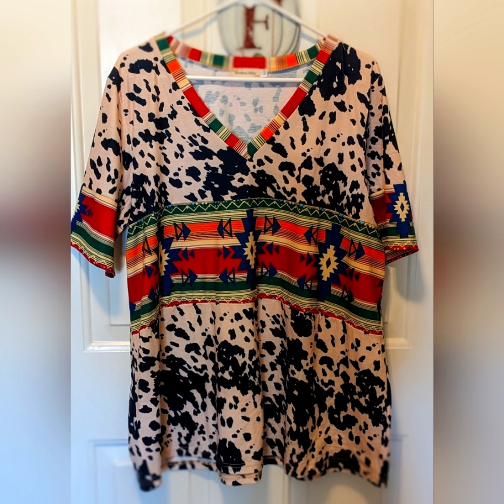 Tribal and Cow Print shirt